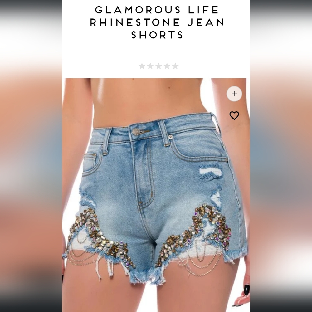 Rhinestone denim shorts